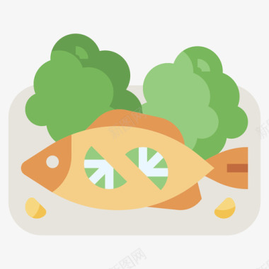 海鲜绿色食品清蒸鱼海鲜23平底图标