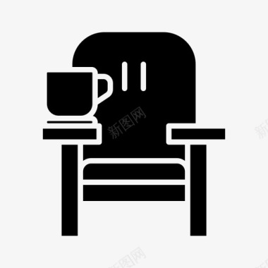 咖啡店椅子咖啡放松椅子咳嗽图标