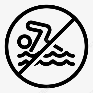 禁止游泳危险夏季图标