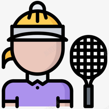 网球运动员网球12彩色图标