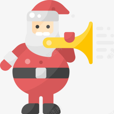 喇叭圣诞老人扁平的图标