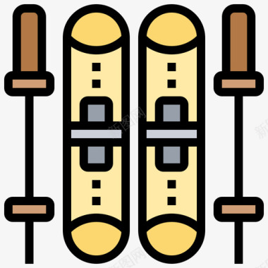 卡通人物滑雪滑雪板冬季146线性颜色图标