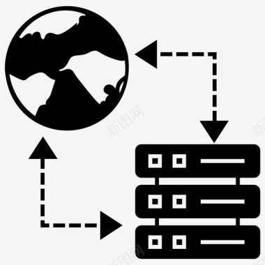 卡通数据连接全局数据库大数据数据访问图标
