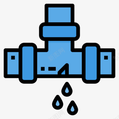 漏水漏水管道工工具16线颜色图标
