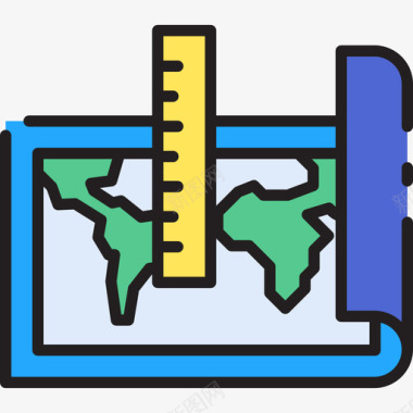 木质尺子素材尺子地理44线颜色图标