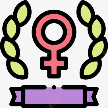 女性象征妇女节37线性颜色图标