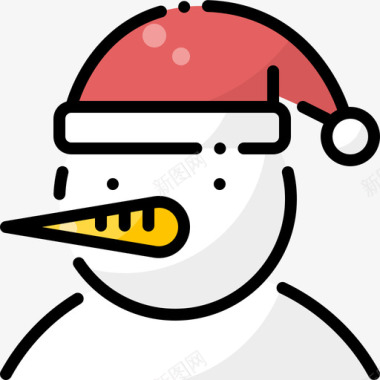 雪人圣诞老人1直线颜色图标