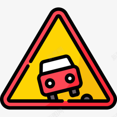 道路警告和警告4线颜色图标