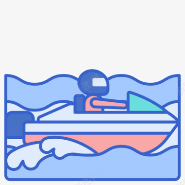 快艇水上运动2线性颜色图标