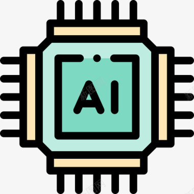 智能准星芯片人工智能111线性颜色图标