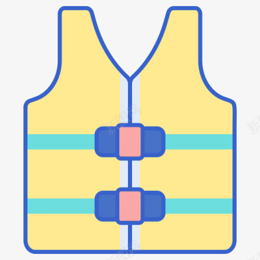 水上冲浪救生衣水上运动2线性颜色图标