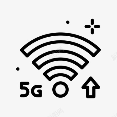 5G元素免抠Wifi信号5g1线性图标