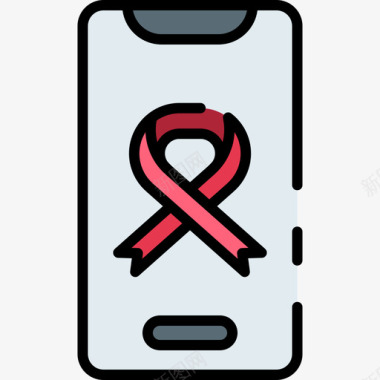 智能手机防癌意识9线性颜色图标