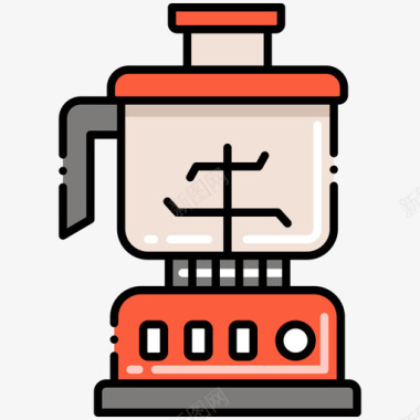 矢量电动摩托车电动搅拌机美食家4线性颜色图标