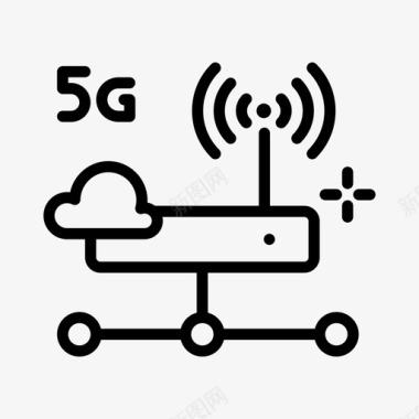 5G元素免抠服务器5g1线性图标