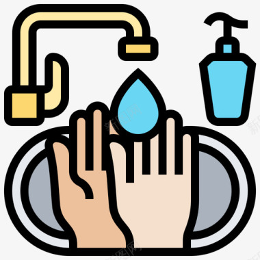 手洗洗手21线性颜色图标