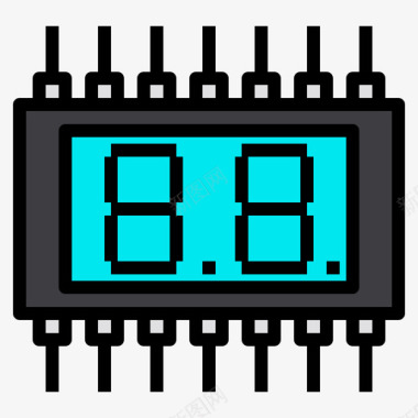 元件设计显示器电子元件3线性颜色图标
