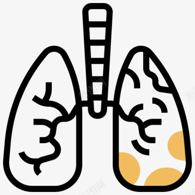 肺空气污染4黄色阴影图标