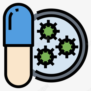 矢量药剂抗生素药剂学69线性颜色图标