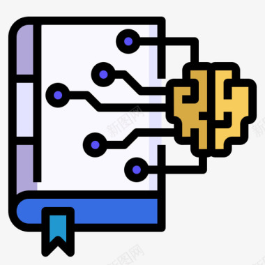 知识渊博思想知识填充轮廓线条颜色图标