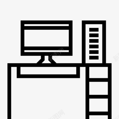 台式电脑台式电脑家用家具13线性图标