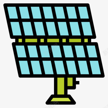 太阳能电池可再生能源36线性彩色图标