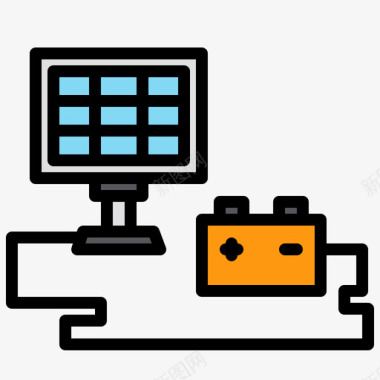 智能生活秀太阳能电池智能家居生活1线性颜色图标