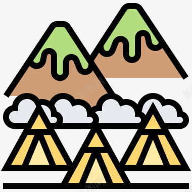 野外山地山地美洲土著6线形颜色图标