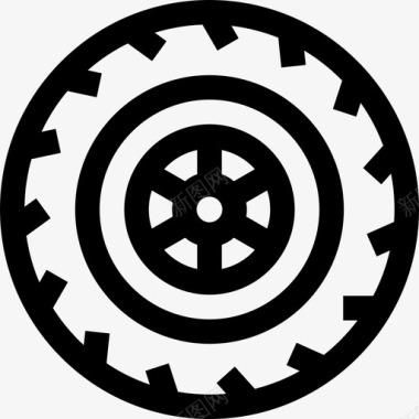 公共标识红轮胎公共交通20直线图标