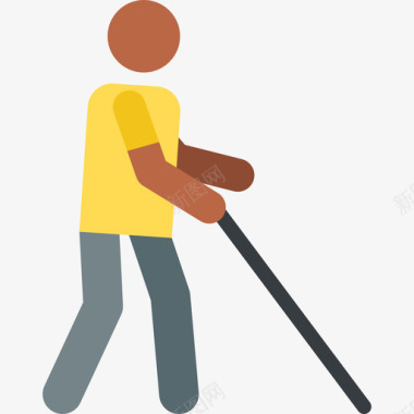 手杖残疾人援助11彩色图标