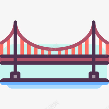 金门大桥地标32座线条色彩图标