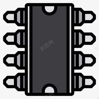 芯片电子元件3线性颜色图标