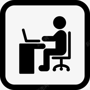 办公桌使用笔记本电脑办公桌教育图标