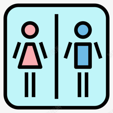 公共标识红卫生间公共服务8线性颜色图标