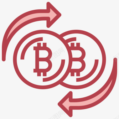 电子商务区块链和金融科技4红色图标