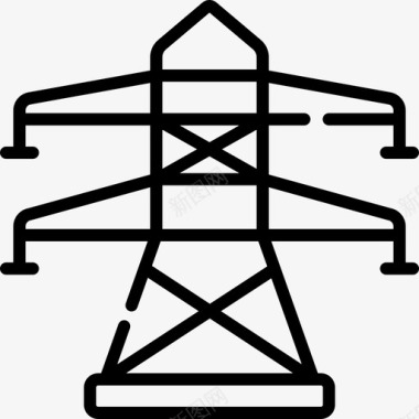 狮子矢量线输电塔可再生能源46线性图标