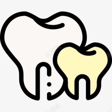 兔牙牙齿牙医73线形颜色图标