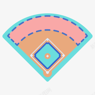 棒球宣传海报棒球场棒球79线性颜色图标