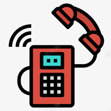 公共标识红电话公共服务8线颜色图标