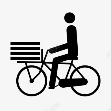 自行车送货披萨食品食品配送图标