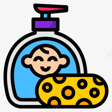 婴儿用品素材液体肥皂婴儿用品2线性颜色图标