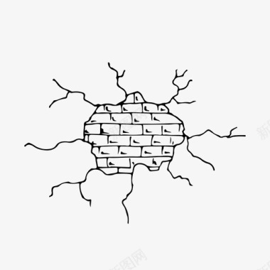 破碎素材破裂的墙砖破碎的图标