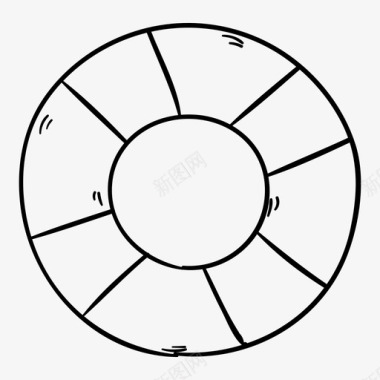 游泳场景救生圈救生员夏季图标