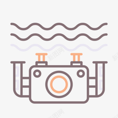 水下摄影水上运动3线颜色图标