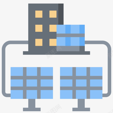 城市太阳太阳能电池智能城市44扁平图标