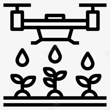 矢量无人机免抠PNG无人机智能农场63线性图标