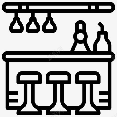 吧台设计吧台82号吧台线性图标