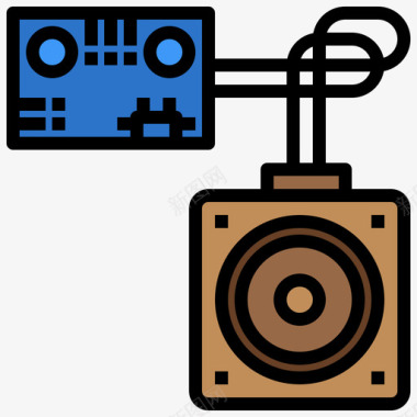 读卡器音箱音箱电子元件线性颜色图标