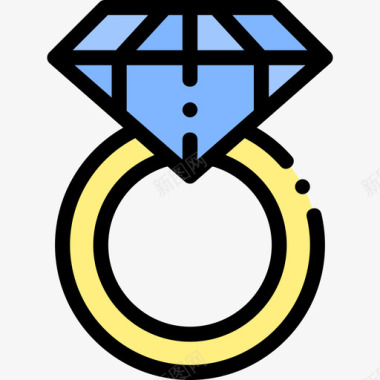 钻石戒指美貌120线性颜色图标