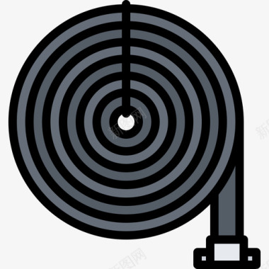 男性消防员消防水龙带消防员16彩色图标